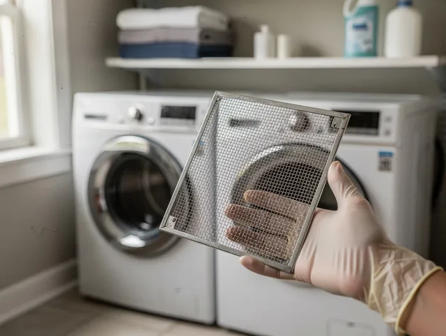 Old Saybrook Dryer Vent Cleaning specialist performing detailed lint trap cleaning service in Old Saybrook